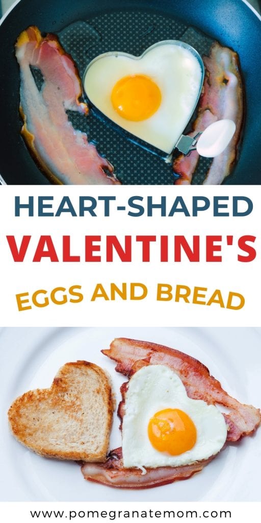 Heart-shaped valentines eggs and bread