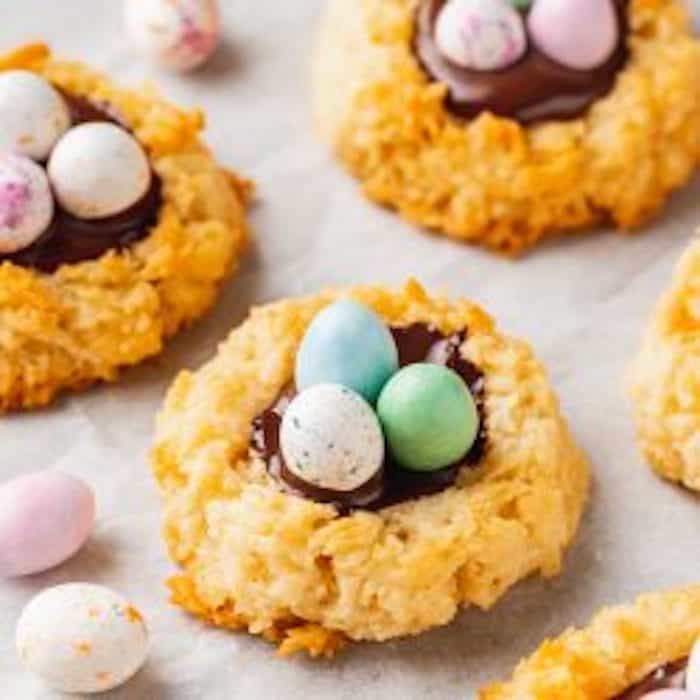 birds nest cookies as healthy easter dessert